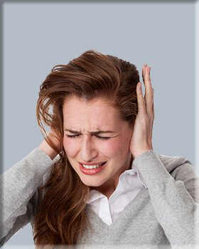 Sherman Oaks tinnitus treatment patient model in pain