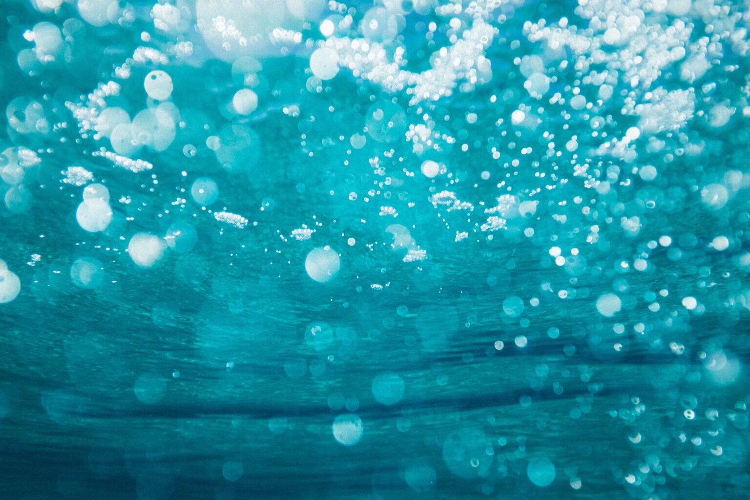 underwater with bubbles